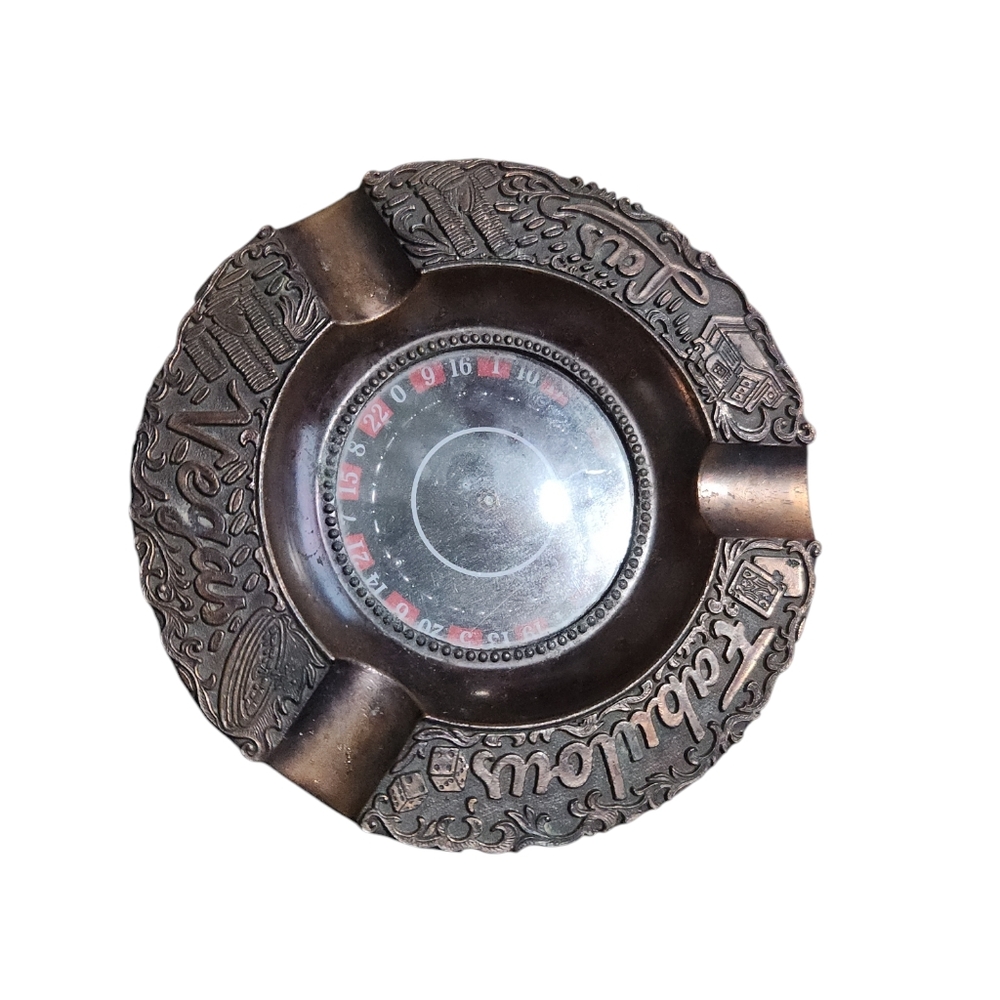 Vintage Las‎ Vegas, Nevada Roulette Wheel Copper Ashtray